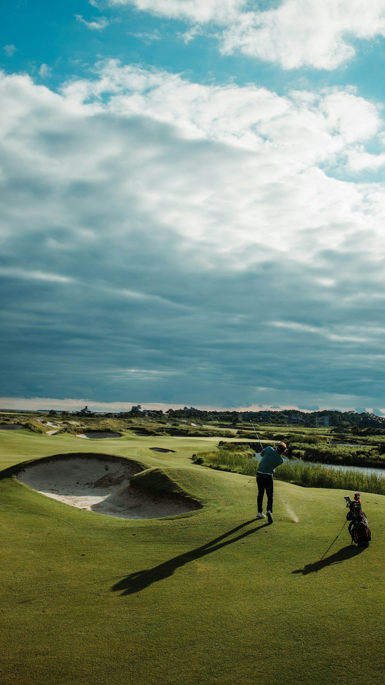 Golf course landscape with bunkers
